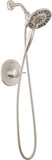 SISXSO Delta Albion 14 Series Brushed Nickel Shower Faucet Set with In2ition 2-in-1 Dual Shower Head with HandHeld Spray Combo, Valve Trim Kit, Spotshield Brushed Nickel T142855-SP-I (Valve Not Included)