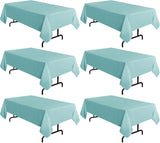 SISXSO 2 Pack White Tablecloth 60 x 102 Inch, Rectangle 6 Feet Table Cloth - Stain and Wrinkle Resistant Washable Polyester Table Cover for Dining Tables, Buffet Parties and Camping