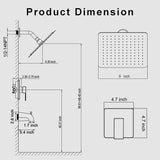 SISXSO 8" Square Rainfall Shower Faucet Set with Tub Spout, Matte Black