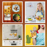 SISXSO Bright Sunflower 5-Piece Kitchen Set – 2 Soft Terry Dish Towels and 2 Quilted Potholders & 1 Oven Mitt for Everyday Use