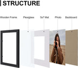 SISXSO 8x10 Picture Frames Set of 9, Shatter Resistant Plexiglass, Display 5x7 Pictures with Mat or 8x10 without Mat, Photo Frames for Wall or Tabletop, Engineered Wood, Black