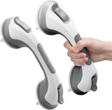 SISXSO Grab Bars for Bathtubs and Showers 2 Pack Suction Grab Bar, Heavy Duty 12 Inch Shower Handle Removable Bath Handrails for Seniors and Elderly, Bathroom Safety Grip No Drilling Waterproof Grey