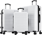 SISXSO 3-Piece Luggage Set, 20/24/28 Inch Hardside Suitcases with Spinner Wheels, Lightweight ABS Hard Shell Travel Luggage, TSA Approved Lock, Expandable Carry-On & Checked Luggage–White