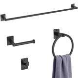 SISXSO Black Bathroom Accessories Set, 4-Piece Bathroom Hardware Set
