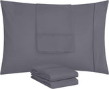 SISXSO Bedding Queen Pillow Cases - 4 Pack - Envelope Closure - Soft Brushed Microfiber Fabric - Shrinkage and Fade Resistant Pillow Covers Queen Size 20 X 30 Inches (Queen, Grey)