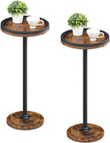 SISXSO Small Round Side Table, Drink Table, Coffee Martini Table with Pedestal Accent for Small Spaces in Living Room, Bedroom, Sofa Couch, Rustic Brown BF168BZ01