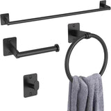 SISXSO Black Bathroom Accessories Set, 4-Piece Bathroom Hardware Set