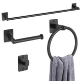 SISXSO Black Bathroom Accessories Set, 4-Piece Bathroom Hardware Set