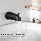 SISXSO 8" Square Rainfall Shower Faucet Set with Tub Spout, Matte Black