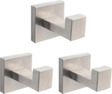SISXSO NearMoon Bath Towel Hooks -SUS304 Stainless Steel Square Clothes Robe Hooks Hanger, Heavy Duty Coat Hooks for Bathroom Livingroom Hotel Kitchen Garage, Wall Mounted (3 Pack, Brushed Nickel)