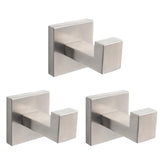 SISXSO NearMoon Bath Towel Hooks -SUS304 Stainless Steel Square Clothes Robe Hooks Hanger, Heavy Duty Coat Hooks for Bathroom Livingroom Hotel Kitchen Garage, Wall Mounted (3 Pack, Brushed Nickel)