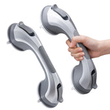 SISXSO Grab Bars for Bathtubs and Showers 2 Pack Suction Grab Bar, Heavy Duty 12 Inch Shower Handle Removable Bath Handrails for Seniors and Elderly, Bathroom Safety Grip No Drilling Waterproof Grey