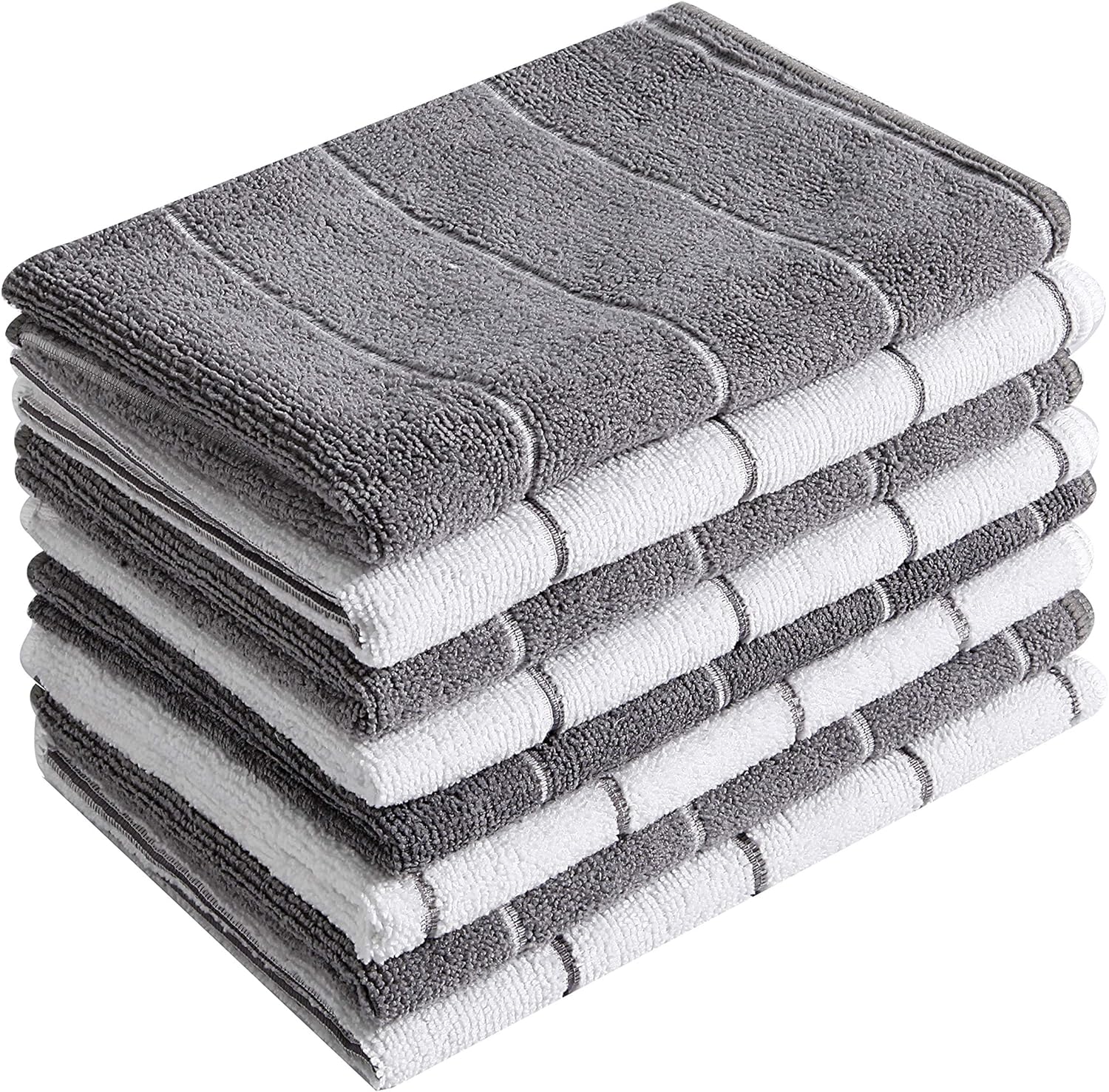 SISXSO 8 Pack 26 x 18 Inch Microfiber Kitchen Towels - Super Absorbent, Soft and Solid Color Dish Towels