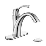 SISXSO Bathroom Faucet Brushed Nickel with Drain and Water Supply Lines
