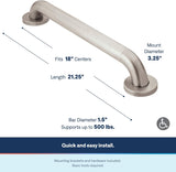 SISXSO Moen Home Care Bathroom Safety 18 Inch Stainless Steel Handicap Grab Bar for Bathtub and Shower, Slip Resistant Finish, Elderly Assistance Product, Polished Brass, R8918P