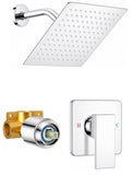 SISXSO 8" Square Rainfall Shower Faucet Set with Tub Spout, Matte Black
