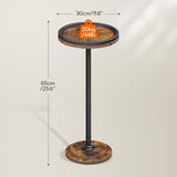 SISXSO Small Round Side Table, Drink Table, Coffee Martini Table with Pedestal Accent for Small Spaces in Living Room, Bedroom, Sofa Couch, Rustic Brown BF168BZ01
