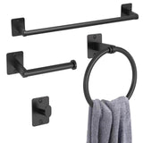 SISXSO Black Bathroom Accessories Set, 4-Piece Bathroom Hardware Set