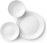 SISXSO 18-Piece Service for 6 Dinnerware Set Triple Layer Glass and Chip Resistant, Lightweight Round Plates and Bowls Set, Winter Frost White
