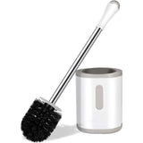 SISXSO Toilet Brush and Holder, Compact Size Toilet Bowl Brush with Stainless Steel Handle, Small Size Plastic Holder Easy to Hide, Space Saving for Storage, Drip-Proof, Easy to Assemble, Deep Cleaning