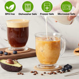 Conjunto de 4 canecas de café de vidro, caneca de café grande transparente de 15 oz com alças para bebidas quentes, canecas transparentes para chá, cappuccino, latte, café expresso, suco, xícaras de café de vidro