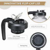 Jarra de vidro com tampa - Jarra de vidro Mason Jar de 2 litros com tampa de filtro, jarra de boca larga à prova de vazamento, recipiente resistente para água, suco, leite, chá, café gelado e bebidas 