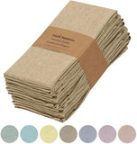 SISXSO Cloth Napkins Set of 12, 18x18 Reusable Napkins Cloth Washable, Soft & Durable Table Napkins, Polycotton Chambray Dinner Napkins for Parties, Christmas, Thanksgiving, Weddings - Sand