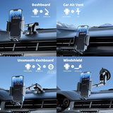 SISXSO Phone Mount for Car, [ Off-Road Level Suction Cup Protection ] 3in1 Long Arm Suction Cup Holder Universal Cell Phone Holder Mount Dashboard Windshield Vent Compatible with All Smartphones