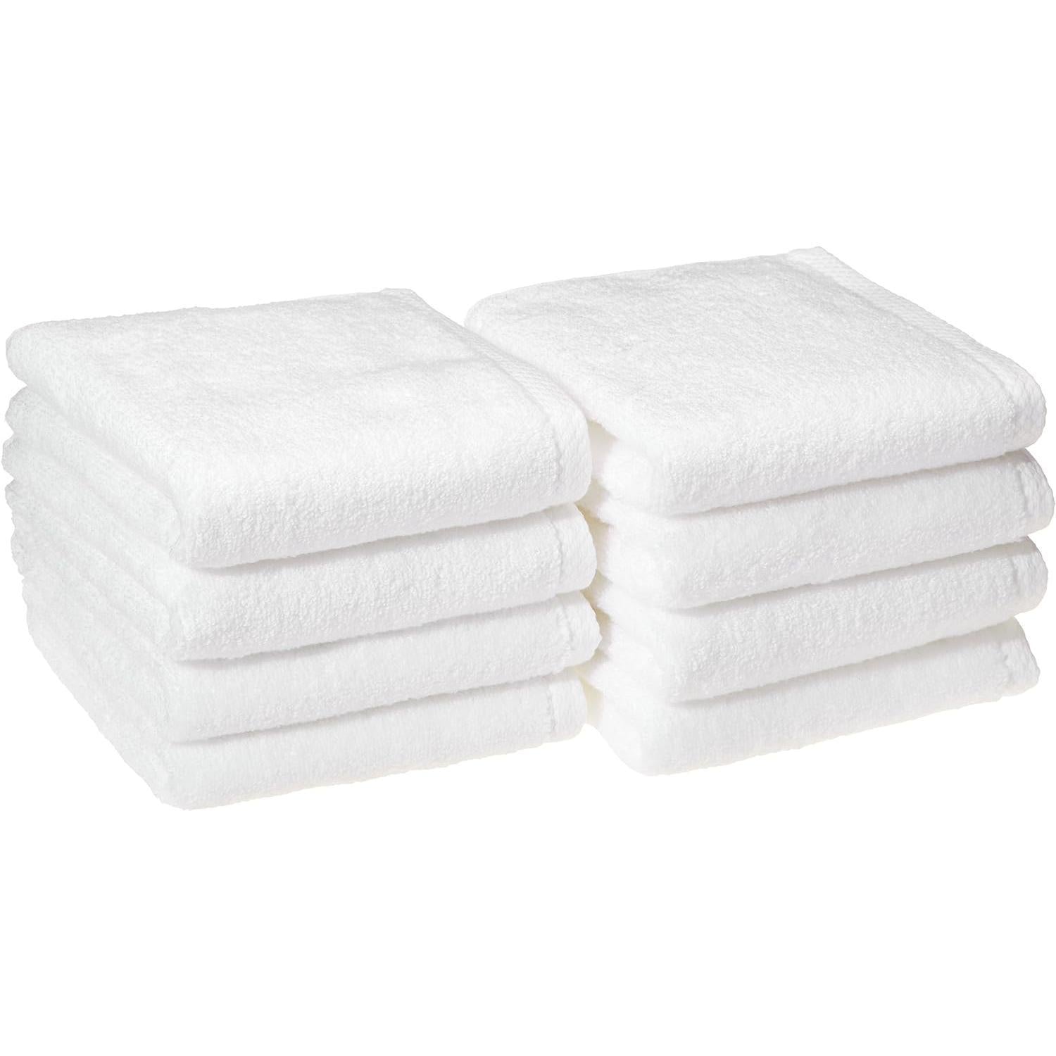 SISXSO Cotton Quick-Dry Hand Towel, 8-Pack, White, 28" x 16"