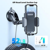 SISXSO Phone Mount for Car, [ Off-Road Level Suction Cup Protection ] 3in1 Long Arm Suction Cup Holder Universal Cell Phone Holder Mount Dashboard Windshield Vent Compatible with All Smartphones
