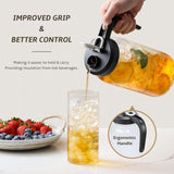 Jarra de vidro com tampa - Jarra de vidro Mason Jar de 2 litros com tampa de filtro, jarra de boca larga à prova de vazamento, recipiente resistente para água, suco, leite, chá, café gelado e bebidas 