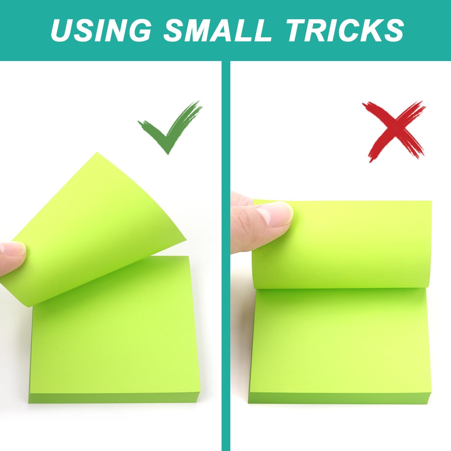 SISXSO 8 Pads Sticky Notes 3x3 Self-Stick Notes 8 Bright Multi Colors with Dark Green Sticky Notes, 90 Sheet/Pad