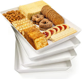 Pacote com 4 bandejas grandes brancas de 16" x 11" - Bandejas de plástico reutilizáveis ​​para biscoitos, aperitivos, charcutaria, lanches, sobremesas, exposição de alimentos para festas - Bandeja de bancada de cozinha empilhável, sem BPA 