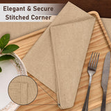 SISXSO Cloth Napkins Set of 12, 18x18 Reusable Napkins Cloth Washable, Soft & Durable Table Napkins, Polycotton Chambray Dinner Napkins for Parties, Christmas, Thanksgiving, Weddings - Sand