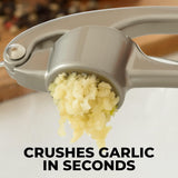 SISXSO Premium Garlic Press with Soft Easy-Squeeze Ergonomic Handle, Sturdy Design Extracts More Garlic Paste Per Clove, Garlic Crusher for Nuts & Seeds, Professional Garlic Mincer & Ginger Press