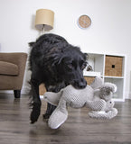 SISXSO Checkers Elephant Squeaky Plush Dog Toy, Chew Guard Technology - Gray, Large
