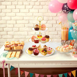 Suporte para cupcake - Torre de sobremesa para cupcake de 3 camadas, bandeja de plástico para servir em camadas e haste de metal para festa de aniversário, chá de bebê e muito mais (branco) 