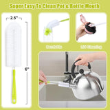 SISXSO Bottle Cleaning Brush Set - Long Handle Bottle Cleaner for Washing Narrow Neck Beer Bottles, Thermos S’Well Hydro Flask Contigo Sports Water Bottles with Straw Brush, Kettle Spout/Lid Cleaner Brushes
