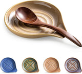 Descanso de colher, grande suporte de colher de cerâmica para fogão, descanso de colher de cozinha resistente ao calor para decoração de balcão de cozinha, 5 polegadas (cinza) 