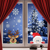 SISXSO 300 PCS 8 Sheet Christmas Snowflake Window Cling Stickers for Glass, Xmas Decals Decorations Holiday Snowflake Santa Claus Reindeer Decals for Party
