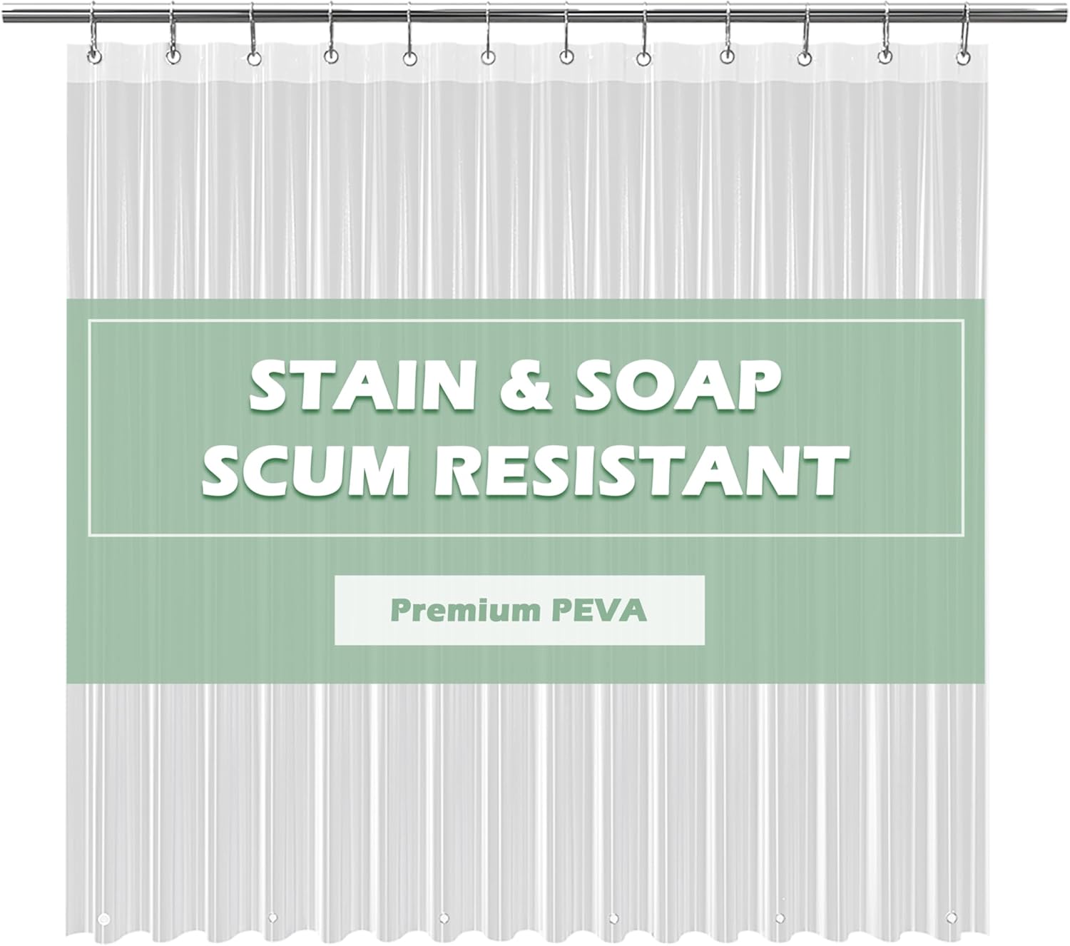 SISXSO Paradigms Interiors Clear Shower Curtain Liner Light Weight PEVA, Shower Liner 72x72 Inches, Waterproof, No Chemical Smell with 12 Rust Proof Metal Grommets Holes for Bathroom Shower Curtain