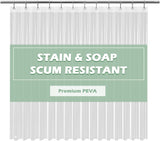 SISXSO Paradigms Interiors Clear Shower Curtain Liner Light Weight PEVA, Shower Liner 72x72 Inches, Waterproof, No Chemical Smell with 12 Rust Proof Metal Grommets Holes for Bathroom Shower Curtain