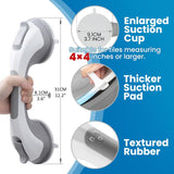 SISXSO Grab Bars for Bathtubs and Showers 2 Pack Suction Grab Bar, Heavy Duty 12 Inch Shower Handle Removable Bath Handrails for Seniors and Elderly, Bathroom Safety Grip No Drilling Waterproof Grey