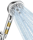 SISXSO 6-Setting Shower Head with Handheld, JDO High Pressure Hand held Shower Head, 4.7 Inch Chrome Detachable Showerhead Set with 59 Inch Stainless Steel Hose and Adjustable Showerhead Holder
