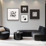 SISXSO 3D Textured Framed Boho Neutral Abstract Wall Art for Living Room, 3 Piece Modern Paintings Artwork for Walls, Black White Brown Minimalist Geometric Pictures for Hallway Office Wall Decor 24x36 In