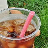 SISXSO Heart Shaped Pink Straws Disposable Drinking Cute Straw Individually Wrapped Pink Plastic Straw Valentines day Cocktail Birthday Party Bridal Shower Wedding Supplies