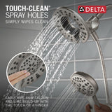 SISXSO Delta Albion 14 Series Brushed Nickel Shower Faucet Set with In2ition 2-in-1 Dual Shower Head with HandHeld Spray Combo, Valve Trim Kit, Spotshield Brushed Nickel T142855-SP-I (Valve Not Included)