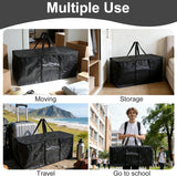SISXSO Black Large Moving Bags-6 Pack,Heavy Duty Storage Bag with Handles & Zippers,Foldable Moving Tote Storage Boxs for Clothes,Relocation,College Dorm & Travel Storage-Moving Essentials