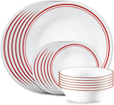 SISXSO 18-Piece Service for 6 Dinnerware Set Triple Layer Glass and Chip Resistant, Lightweight Round Plates and Bowls Set, Winter Frost White
