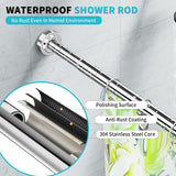 SISXSO Shower Curtain Rod 34-80 Inches Never Rust Stainless Steel Tension Curtain Rod Adjustable Shower Rod Spring Tension Non-Slip No Drilling Shower Rods for Bathroom Window
